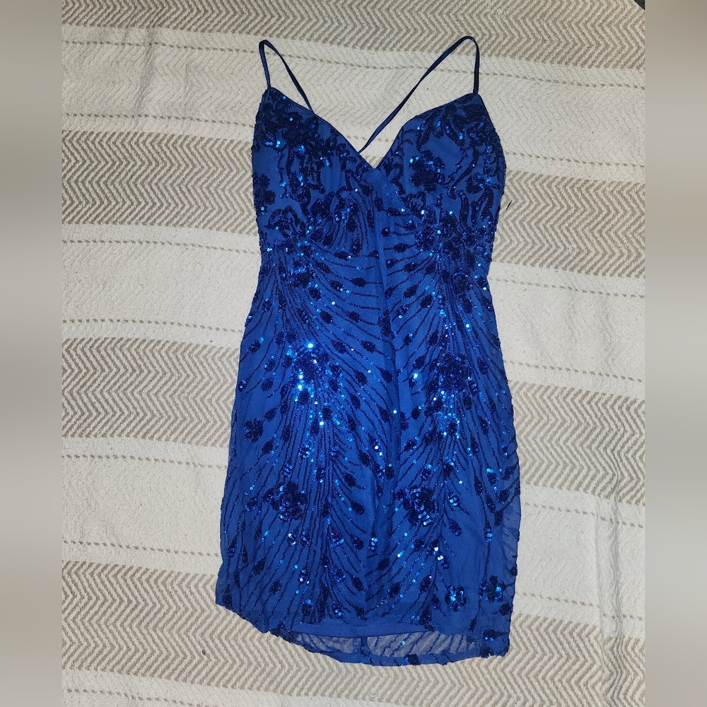Lulu's Royal Blue Sequin Mini Dress